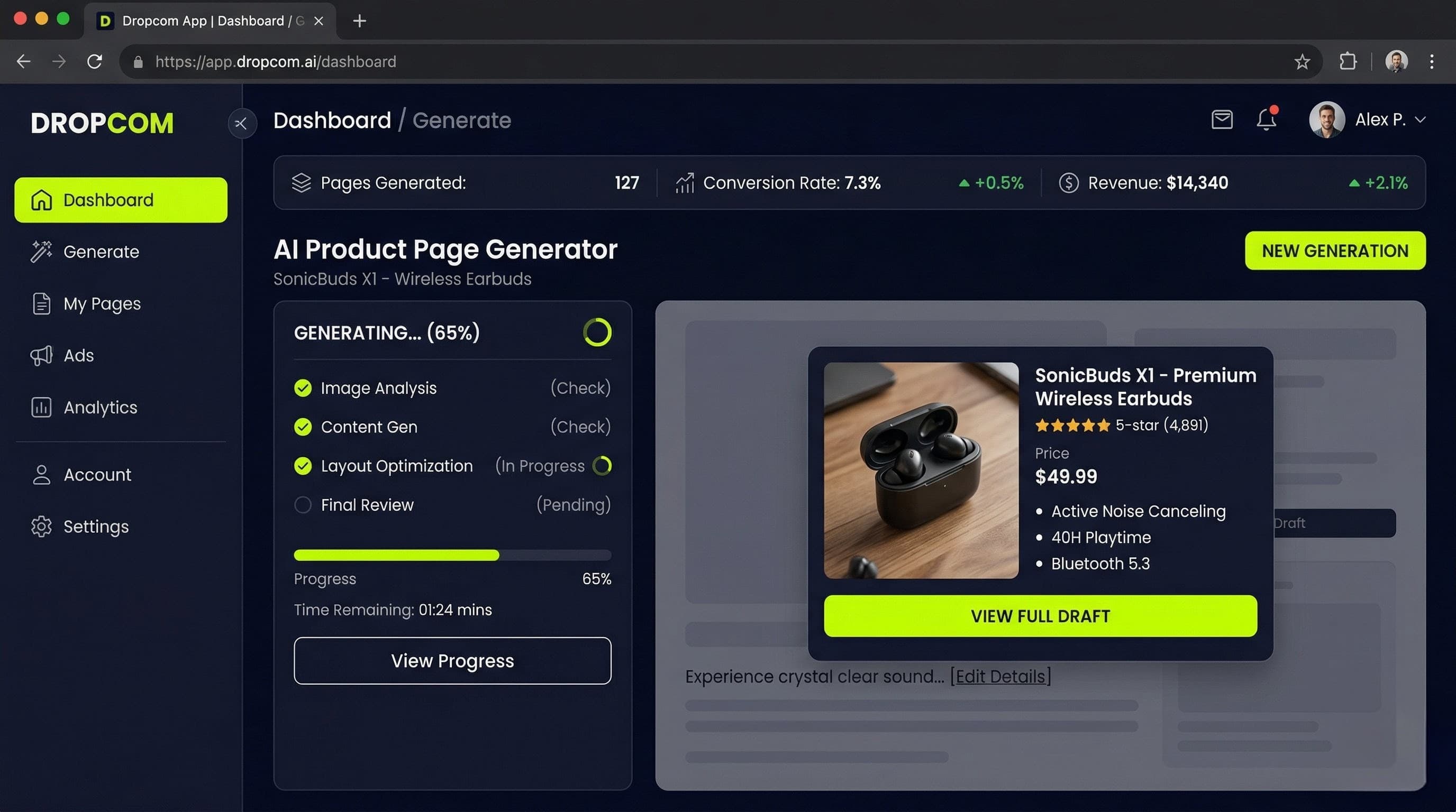 Dropcom Dashboard